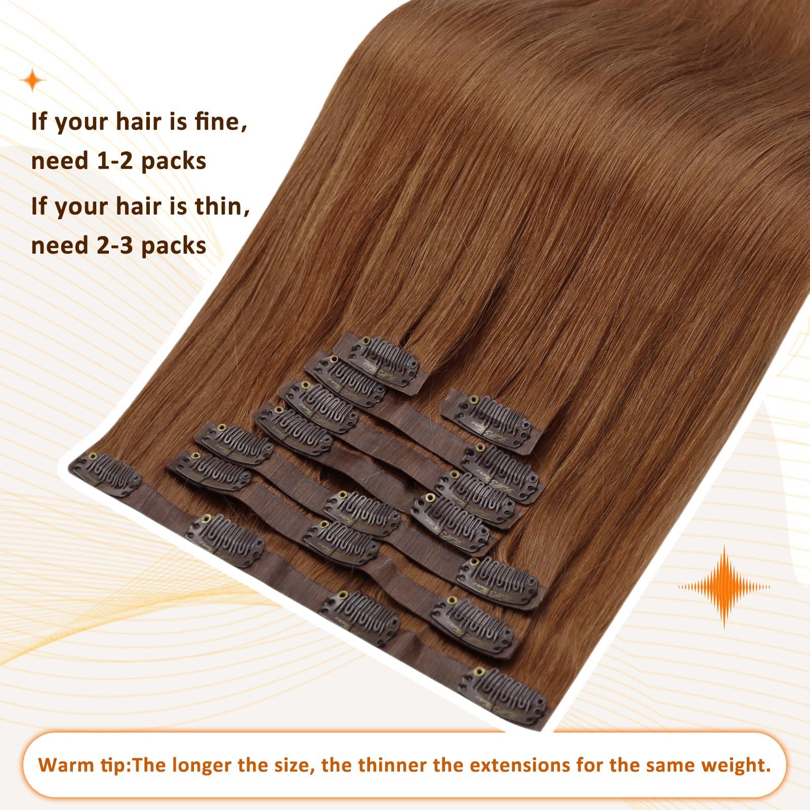 Full Shine Full Shine Seamless Clip in Hair Extensions Real Human Hair #330 8Pcs 20Inch 120g &Full Shine Seamless Clip in Hair Extensions Real Human Hair #330 8Pcs 22Inch 120g