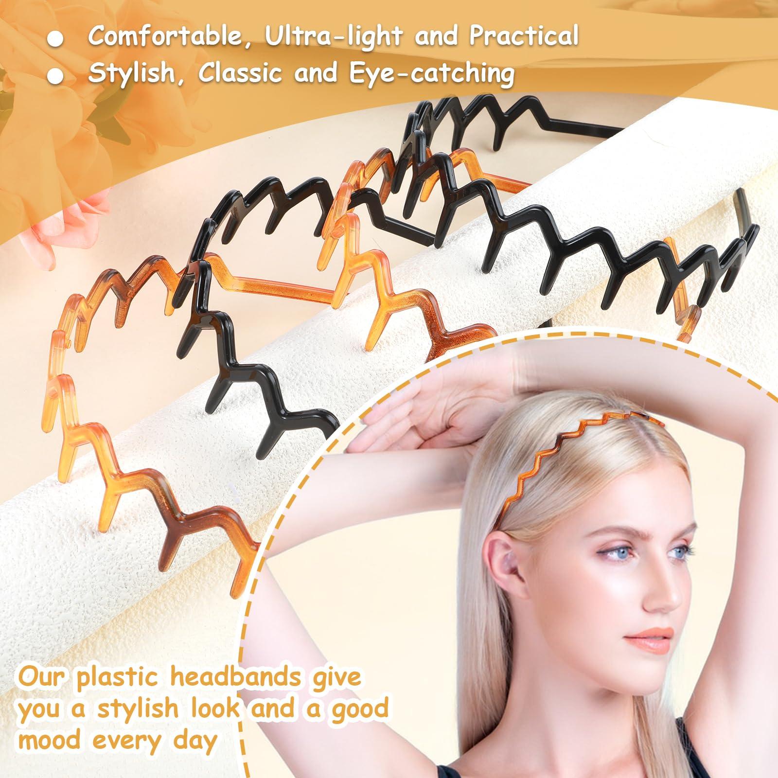 Tyqour Tyqour 4pcs Zig Zag Headband Non Slip Comb Headband Plastic Tooth Hair Comb Wavy Teeth Hairpin Headband for Women Girls Men