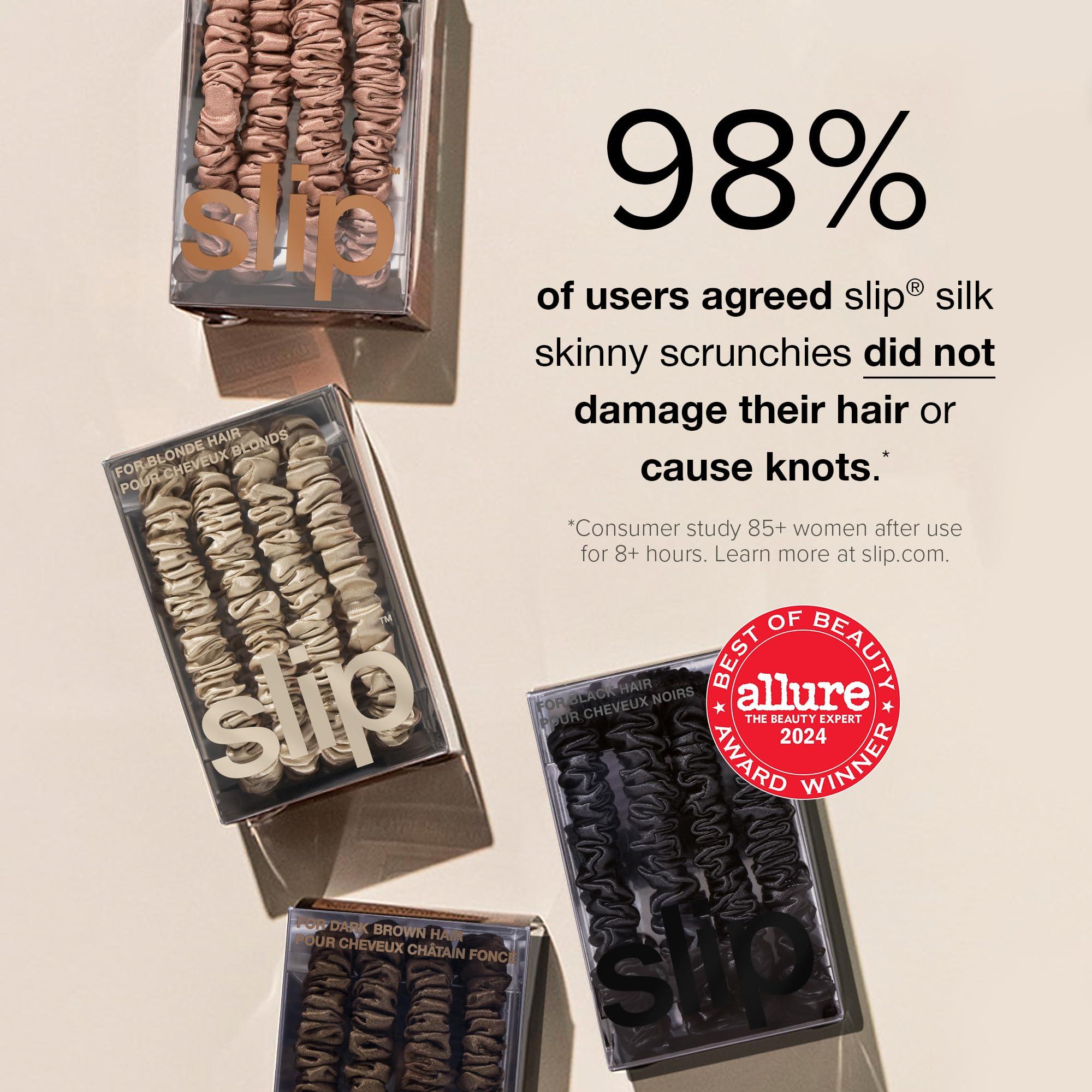 SLIP slip Skinny Scrunchies in Ornament Packaging: Anti-Crease, Anti-Breakage Slipsilk Design Protects Delicate Hair | Includes 4 Pure Silk Scrunchies