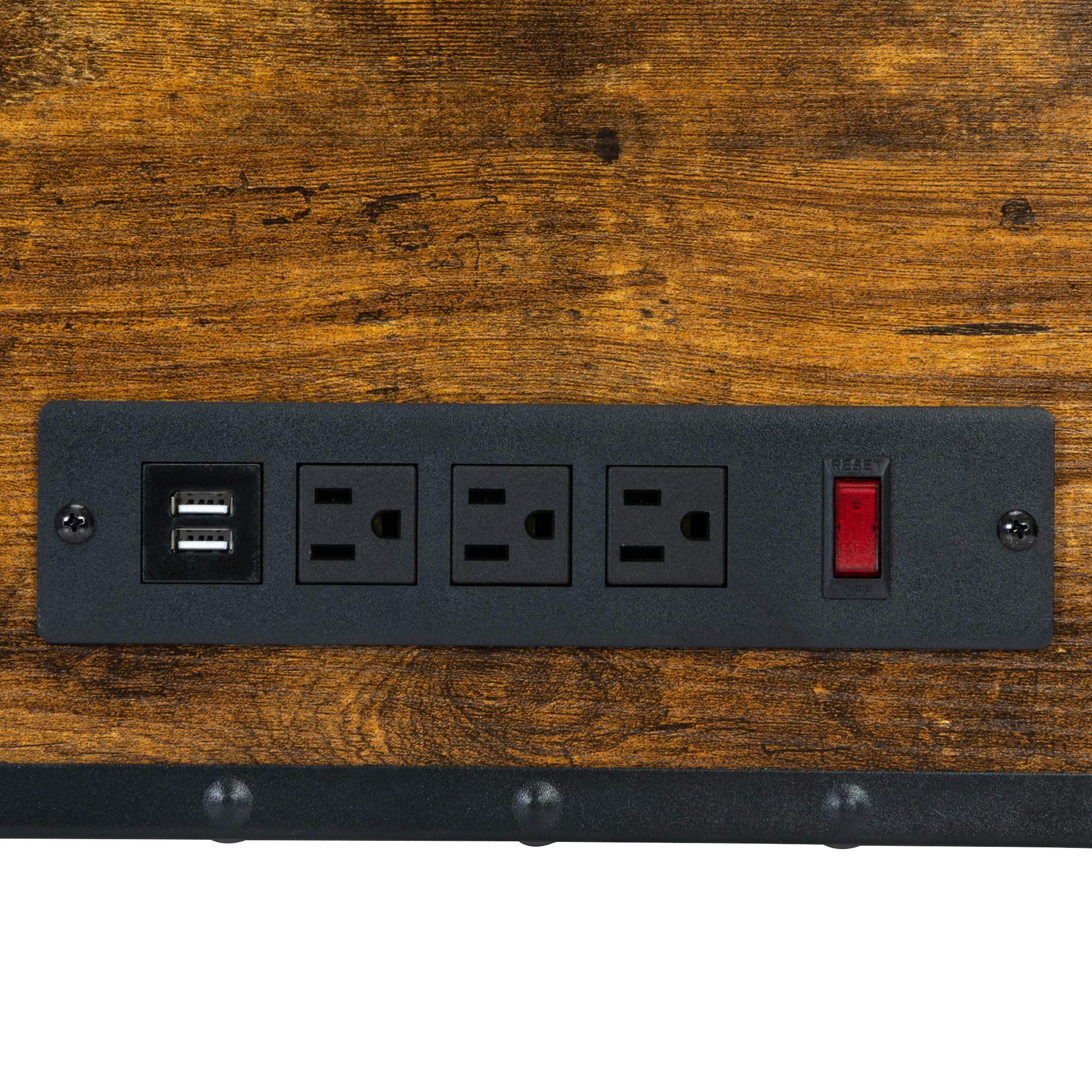 PENNYNANA PENNYNANA Wall Mount Styling Barber Station with Charge Station,Salon Stations with Locked Storage Drawer for Hair Stylist,Rustic Brown