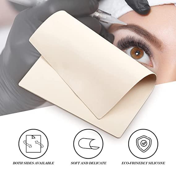 PMU Professional Microblading Supplies 10 Piece Double Sided Practice Skin For Eyebrow Tattoos: Permanent Makeup Silicone Skins To Practice Brow Micro-Blading And Needling, Fake Skin Sheets- Trusted by professional