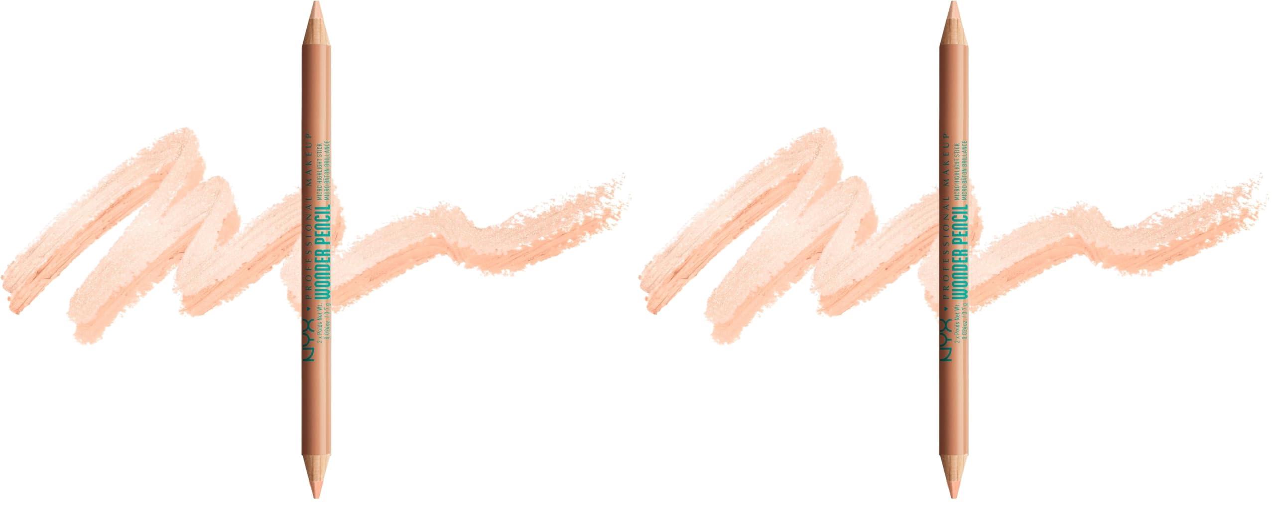 NYX PROFESSIONAL MAKEUP NYX PROFESSIONAL MAKEUP Wonder Pencil, Multi-Use Micro Highlighter & Concealer Stick - Medium Peach (Pack of 2)
