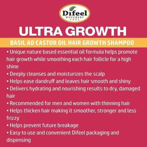 Difeel Difeel Ultra Growth with Basil & Castor Oil Shampoo & Conditioner 12 oz. 2-PACK