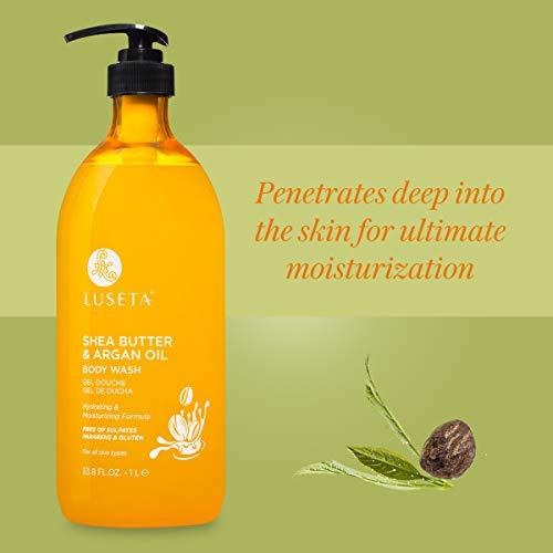 L LUSETA Luseta Shea Butter & Argan Oil Body Wash, Moisturizing Body Wash Formulated for Dry Skin Normal Skin Combination Skin 33.8oz