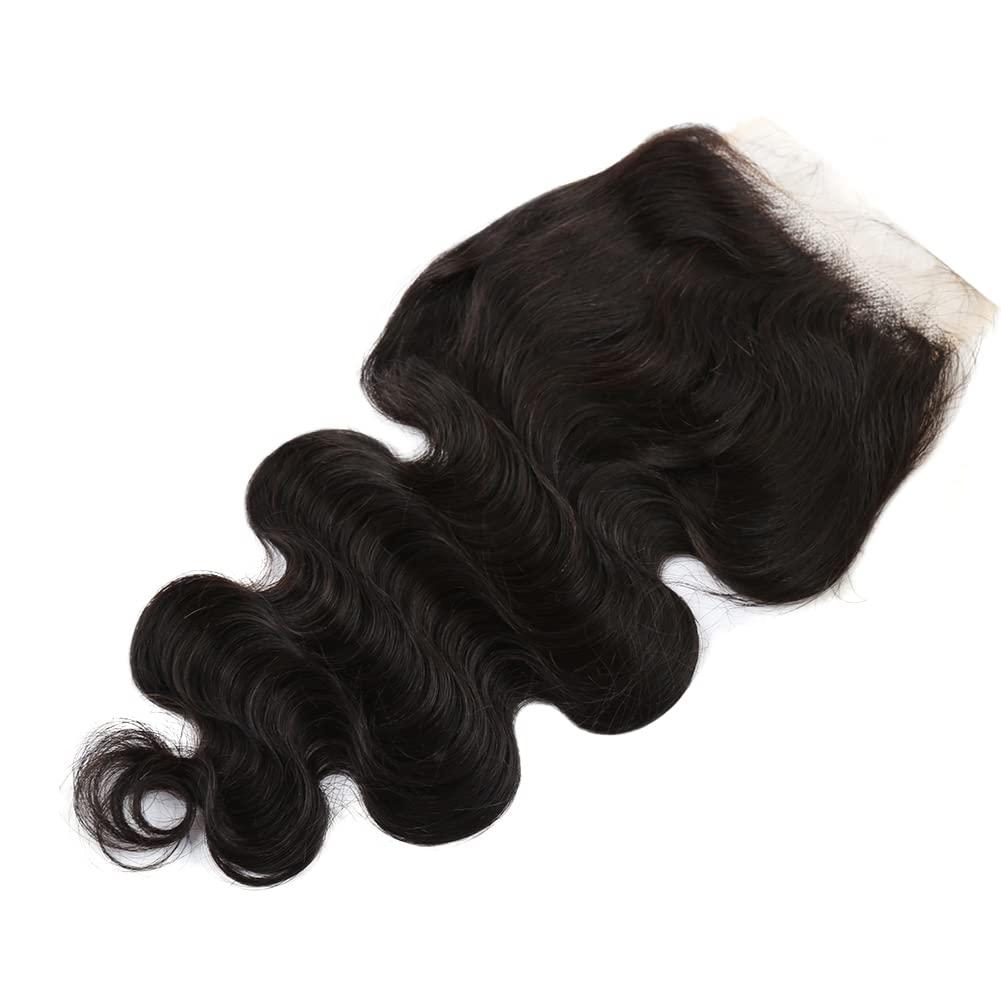 ELIHAIR ELIHAIR 5x5 Virgin Human Hair Lace Closures Weave Body Wave Free Part Soft and Silky Natural Hairline Pre Plucked With Baby Hair 100% Unprocessed Human Hair Pieces(16inch)