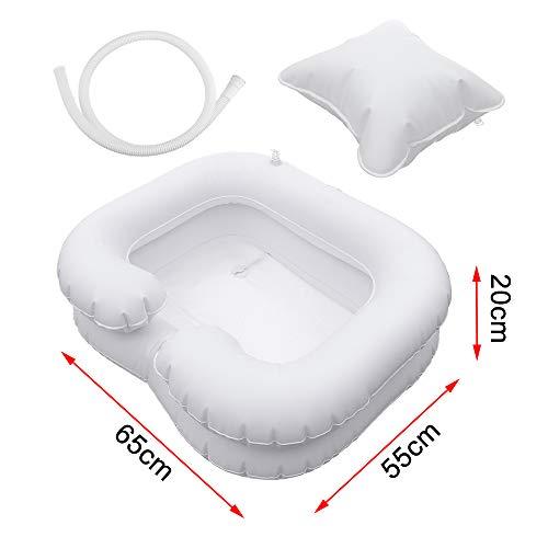 LIUsj JUNST Inflatable Sink Wash Basin Inflatable Shampoo Basin Tub Portable Hair Washing Bowl with Pillow for The Elderly, Disabled, Bedridden and Handicapped in Bed Washing Hair