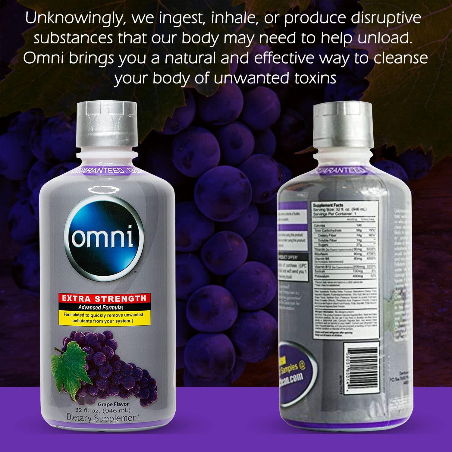 Wellgenix Omni Complete Body Cleansing Drink - Detoxifying Liquid - Same Day Body Cleanser - Extra Strength Juice Cleanse to Flush Out Waste & Impurities - Grape Flavor 32 Oz (Pack of 2)