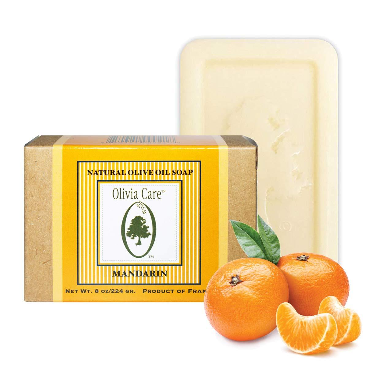 Olivia Care Olivia Care Premium Mandarin Bath & Body Bar Soap Organic, Vegan & Natural Olive Oil Repairs, Hydrates, Moisturizes & Deep Cleans Vitamin C Good for Sensitive Dry Skin Made in USA 8 OZ (4 PACK)