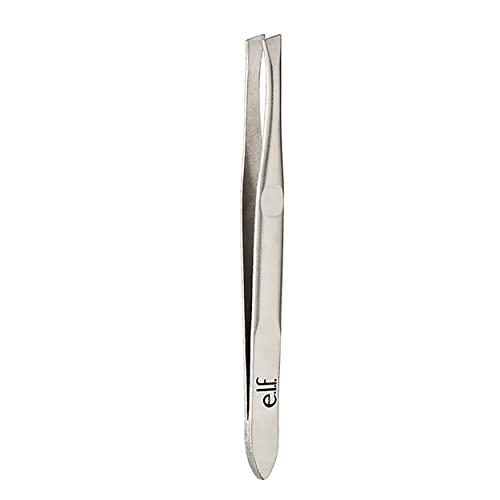 e.l.f. e.l.f., Slant Tweezer, Professional Quality Stainless Steel, Provides a Strong Grip, Removes Hairs Accurately, Shapes, Defines, Easy To Use, Ergonomically-Designed