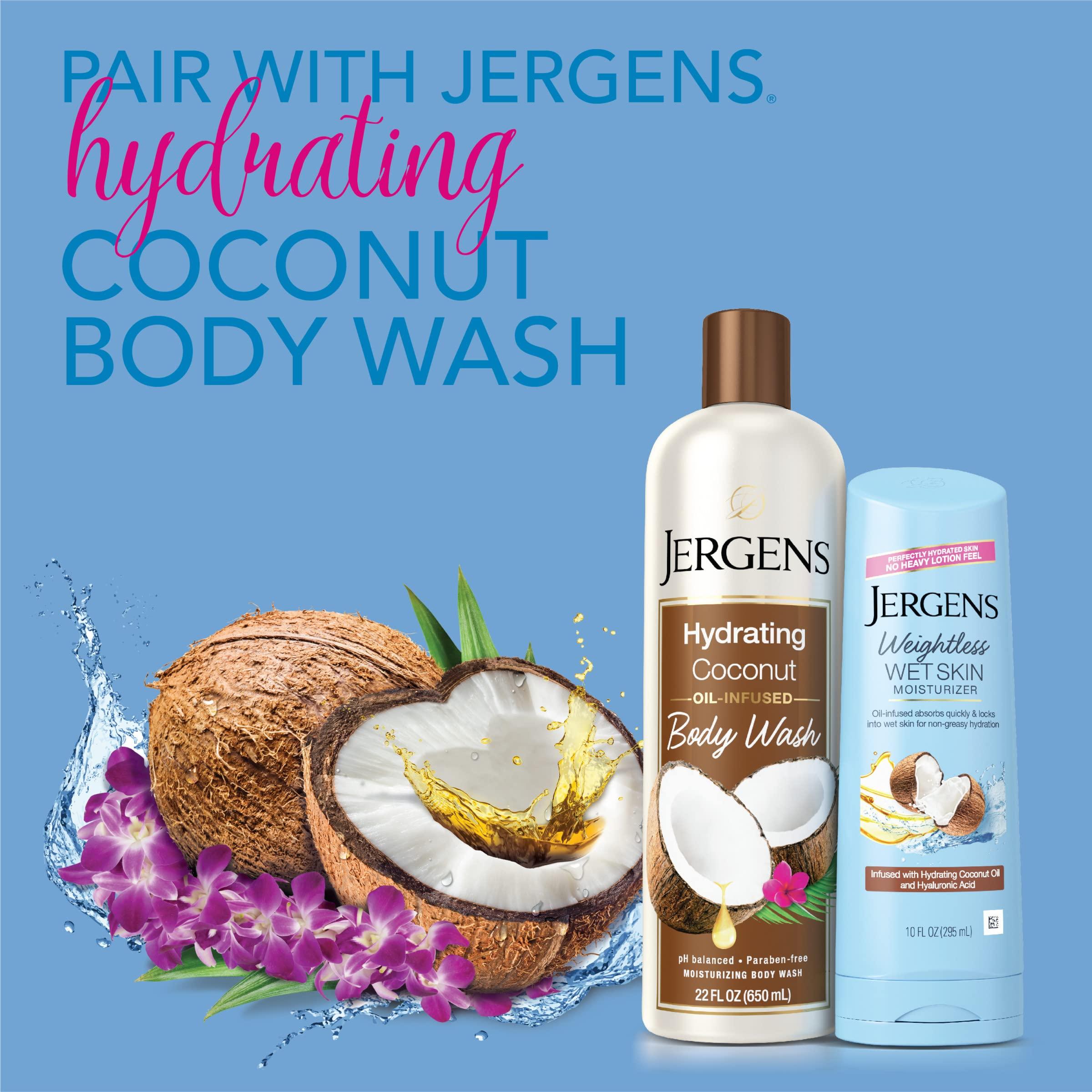 Jergens Jergens Wet Skin Body Lotion with Coconut Oil, In Shower Lotion for Dry Skin & Softening Body Wash, Daily Moisturizing Skin Cleanser, Paraben Free, 22 Ounces, Infused with Cherry Almond