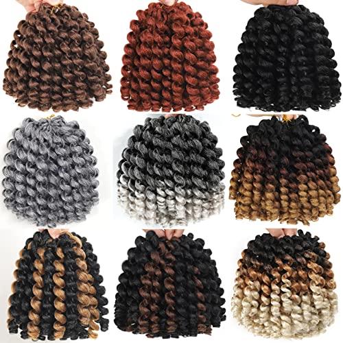 Svolna 3Packs 2X Ringlet Wand Curl 12 Inch Jamaican Bounce Crochet Hair Synthetic Crochet Braids Hair Extensions Crochet Braiding Hair 20 Roots (12Inch (Pack of 3), TGrey)