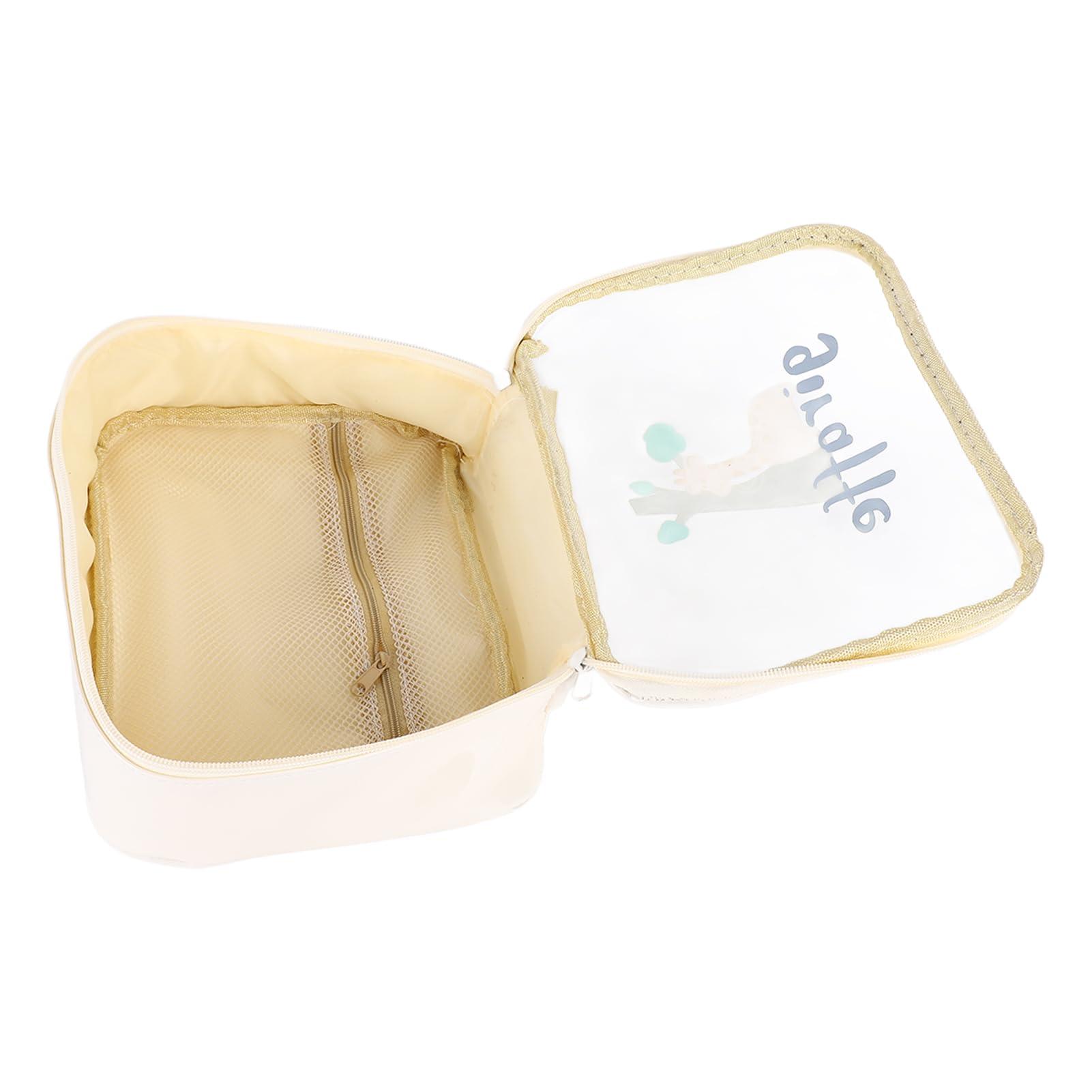 Sempoda Sempoda Clear Makeup Bags,Lightweight Large Capacity Cute Clear Toiletry Bags,Large Makeup Bags for Women Cosmetic Toiletry Makeup Organizer Bag with Detachable Brush Holder(Beige)