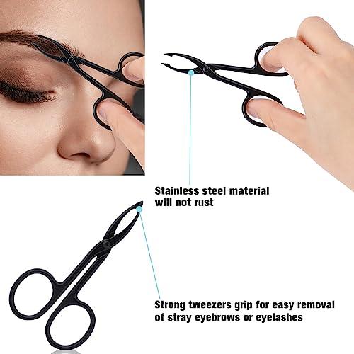 KALIONE 2 Pieces Tweezers Scissor Handle Straight Tip Eyebrows Tweezers Scissors Shaped Eyebrow Plucker Tweezers for Facial Hair Plucker Remover Eyebrows Care