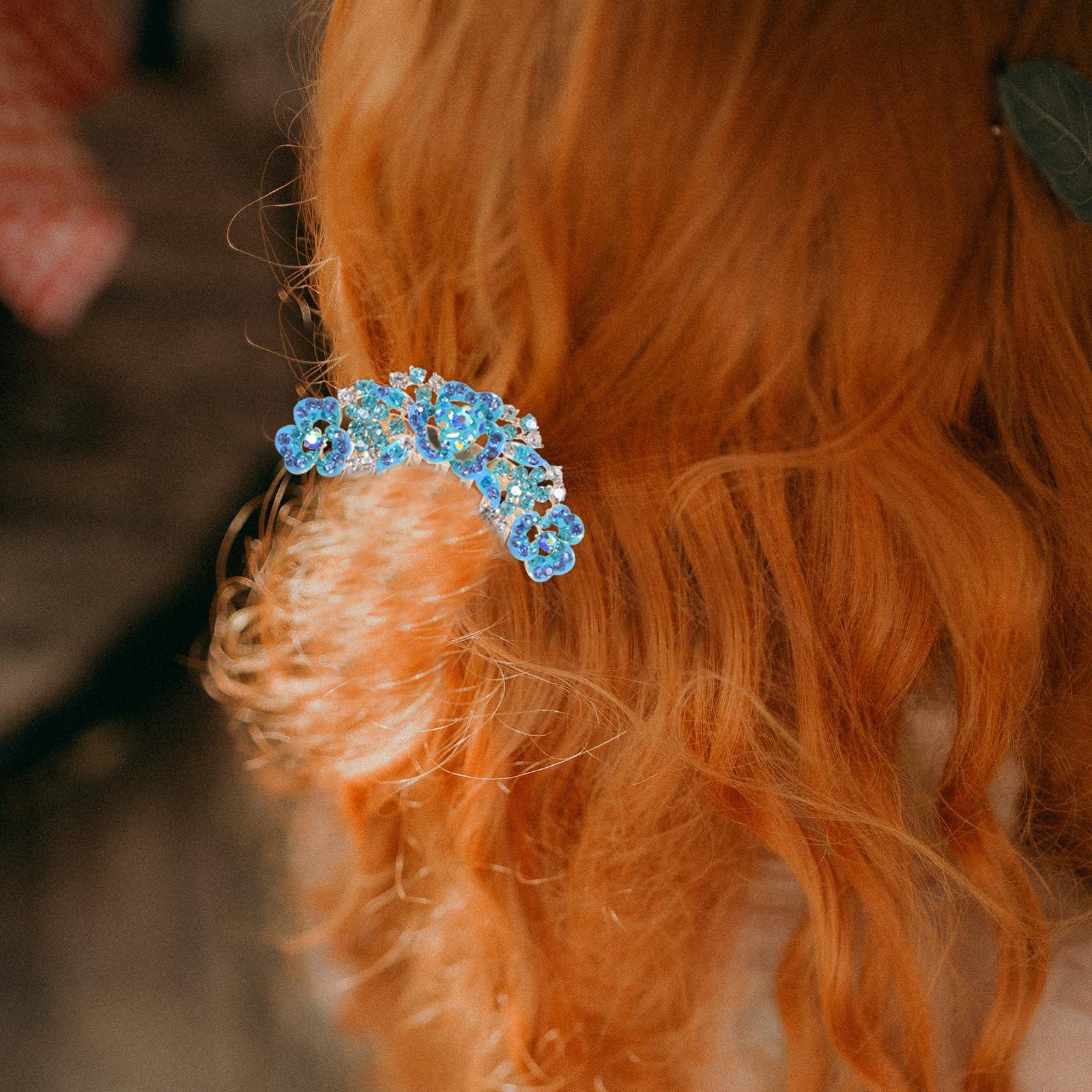 LUOZZY LUOZZY Bridal Hair Comb Rhinestone Side Hair Combs Wedding Hair Piece for Women Girls Wedding Party Hair Accessories - Blue