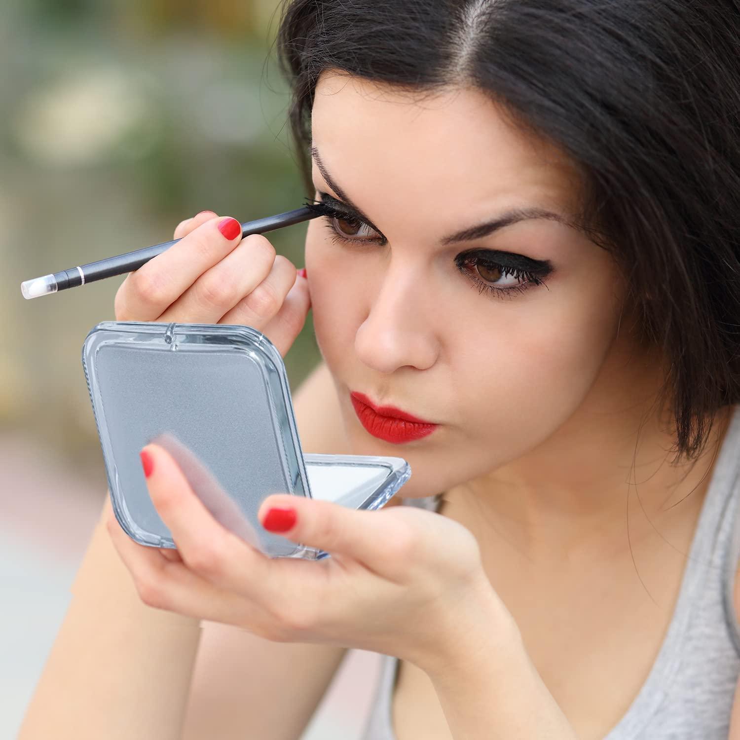 MIRRORVANA MIRRORVANA Small Travel Makeup Mirror with 12X and 1X Magnification - Compact, Pocket-Size, Handheld - Magnified Compact Mirror for Close Up Cosmetic Application and Tweezing - Square 3.3\" x 3.3\"