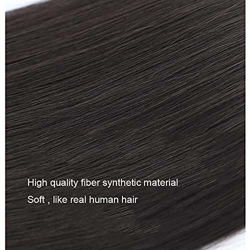 RemeeHi RemeeHi 10 Inch Human Hair Bangs with Top Piece Clip in Seamless Topper&Fringe Extension Real Human Hair 3D Air Bangs -Brown Black