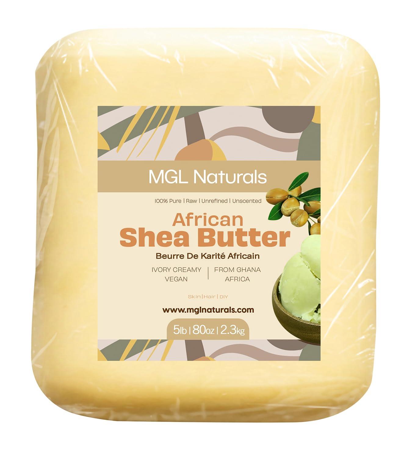MGL Naturals MGL Naturals Raw African Shea Butter Ivory 5 lb bulk, 100% Pure, Raw and Unrefined. Nourish and moisturize. Use alone or DIY recipes. From Ghana, Africa. (5 lb)
