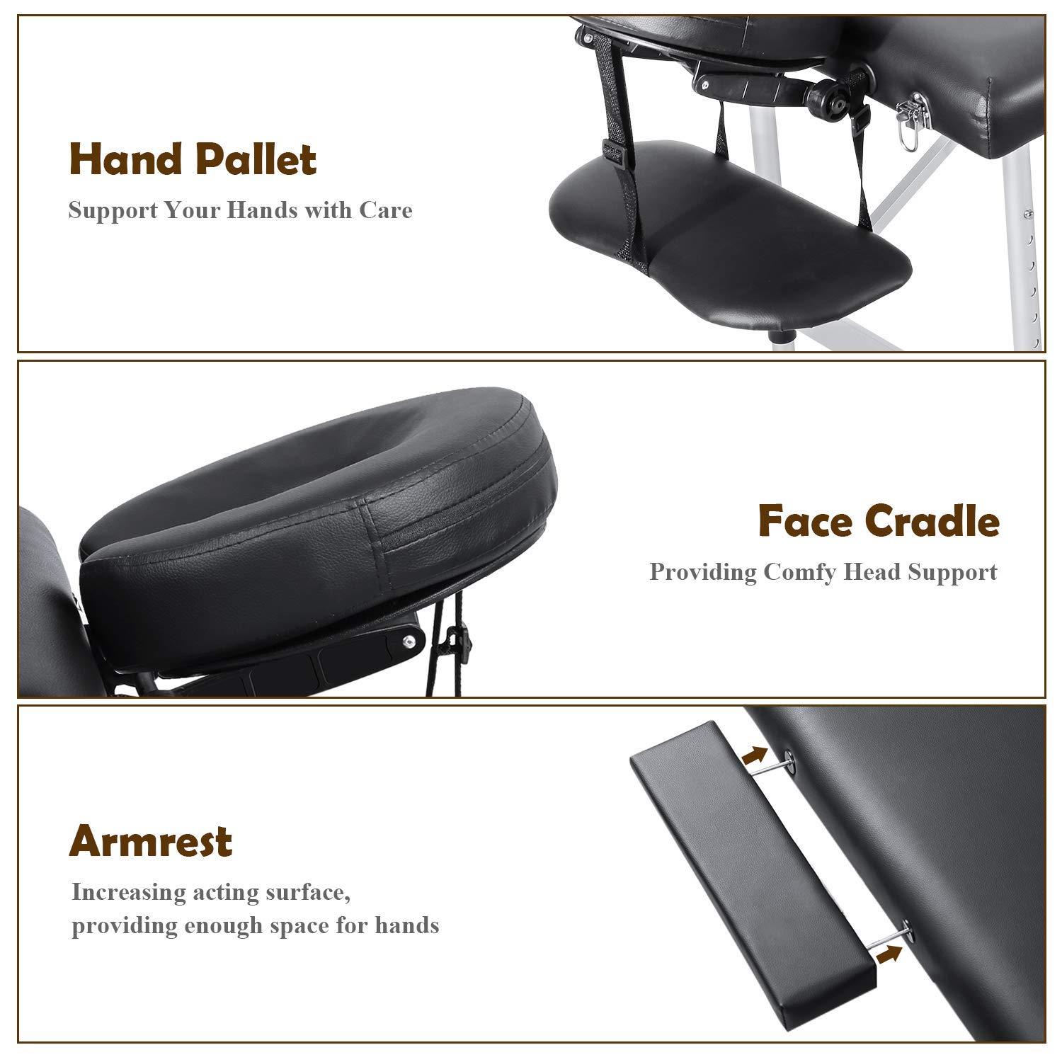 N \\ A Folding Massage Table Professional Portable Massage Bed 2 Fold Extra Wide 84'' Carrying Bag & Accessories Lash Bed Aluminum Frame for Home Use