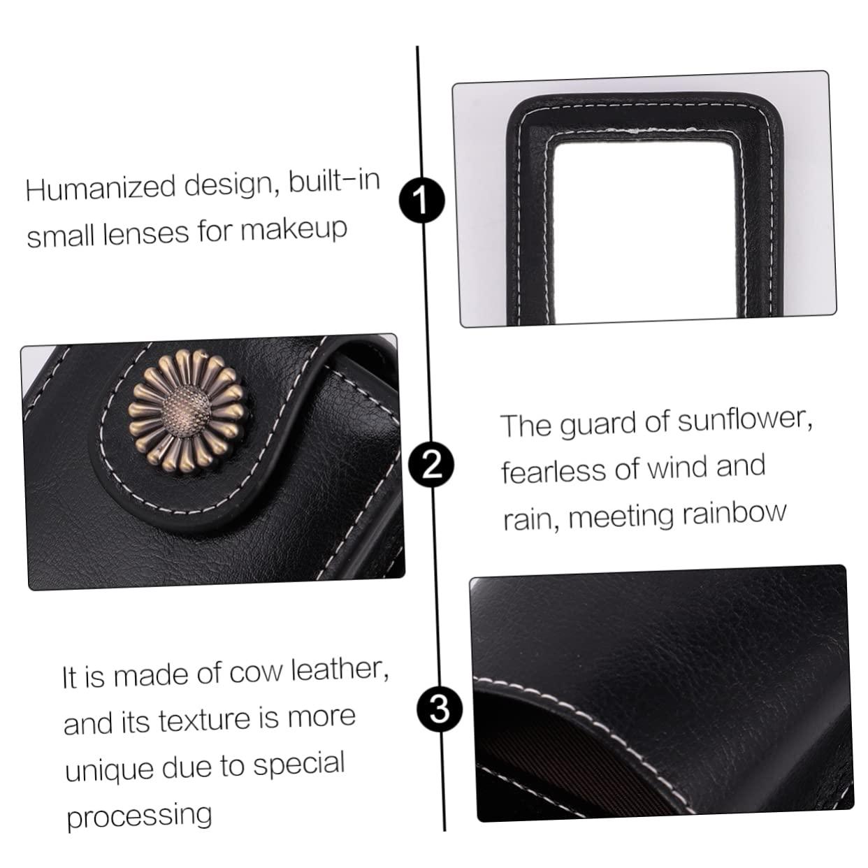 SOESFOUFU SOESFOUFU Leather Makeup Case Mirror Portable Travel Lipstick Pounch Holder for Women