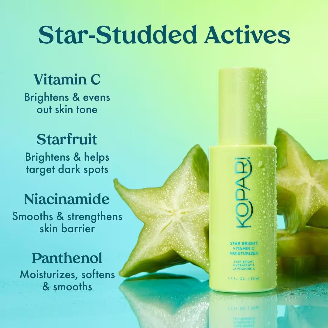Kopari Kopari Star Bright Vitamin C Moisturizer with Starfruit & Niacinamide, Lightweight Formula Melts Into Skin, Brighten & Even Complexion, 1.7oz