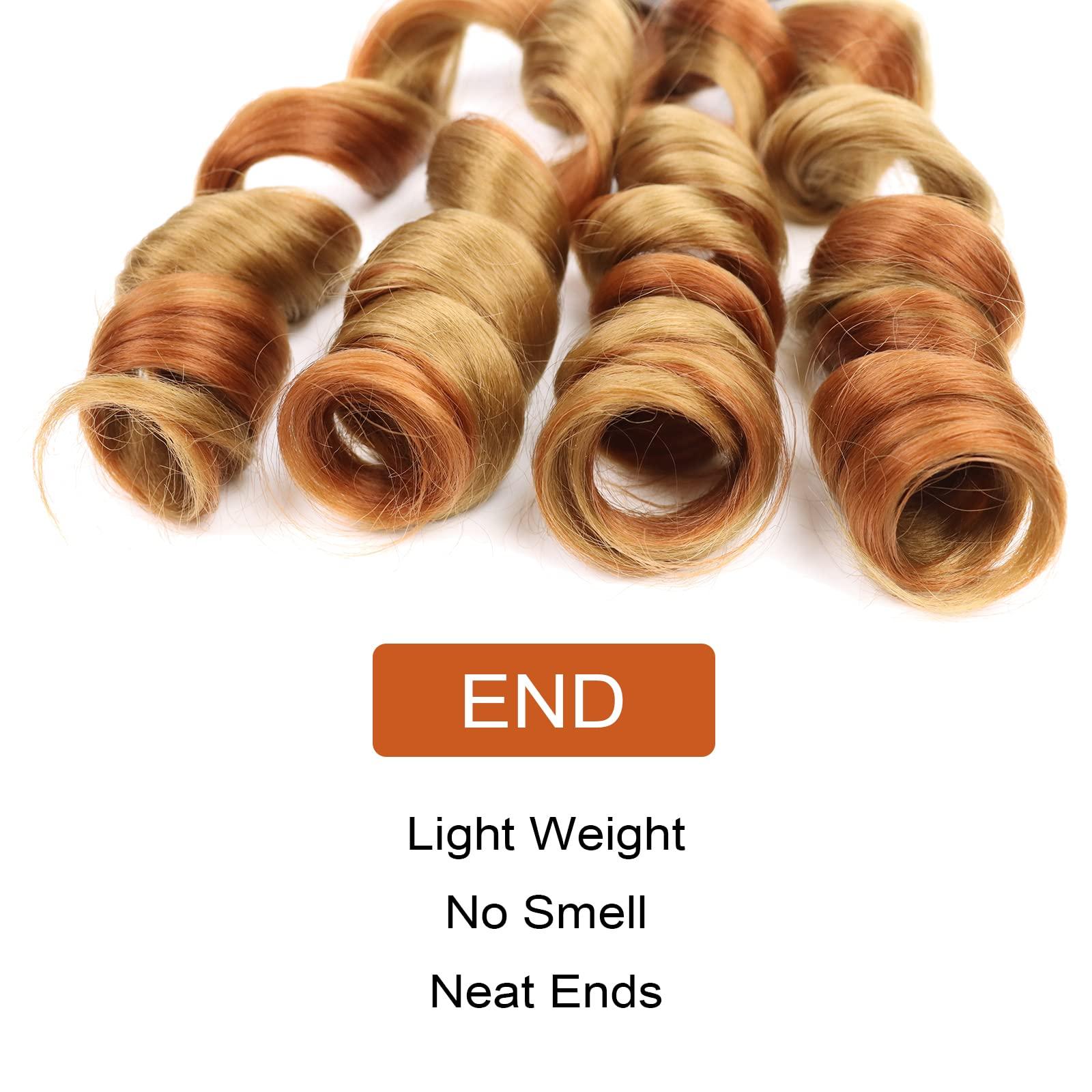 Lianzi French Curly Braiding Hair Blonde 22 Inch 8 Packs Spanish Curly Braiding Hair Curly Braiding Hair Pre Streched for Box Braids French Curl Braids Crochet Hair Extensions (22 Inch/Pack of 8, 27/30)