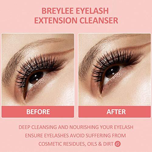 BREYLEE Eyelash Extension Cleanser, BREYLEE Eyelash Extension Shampoo Eyelash Extension Foam & Brushes Eyelid Cleanser for Makeup Remover Paraben & Sulfate Free for Salon and Home Use(200ml, 7 fl oz)