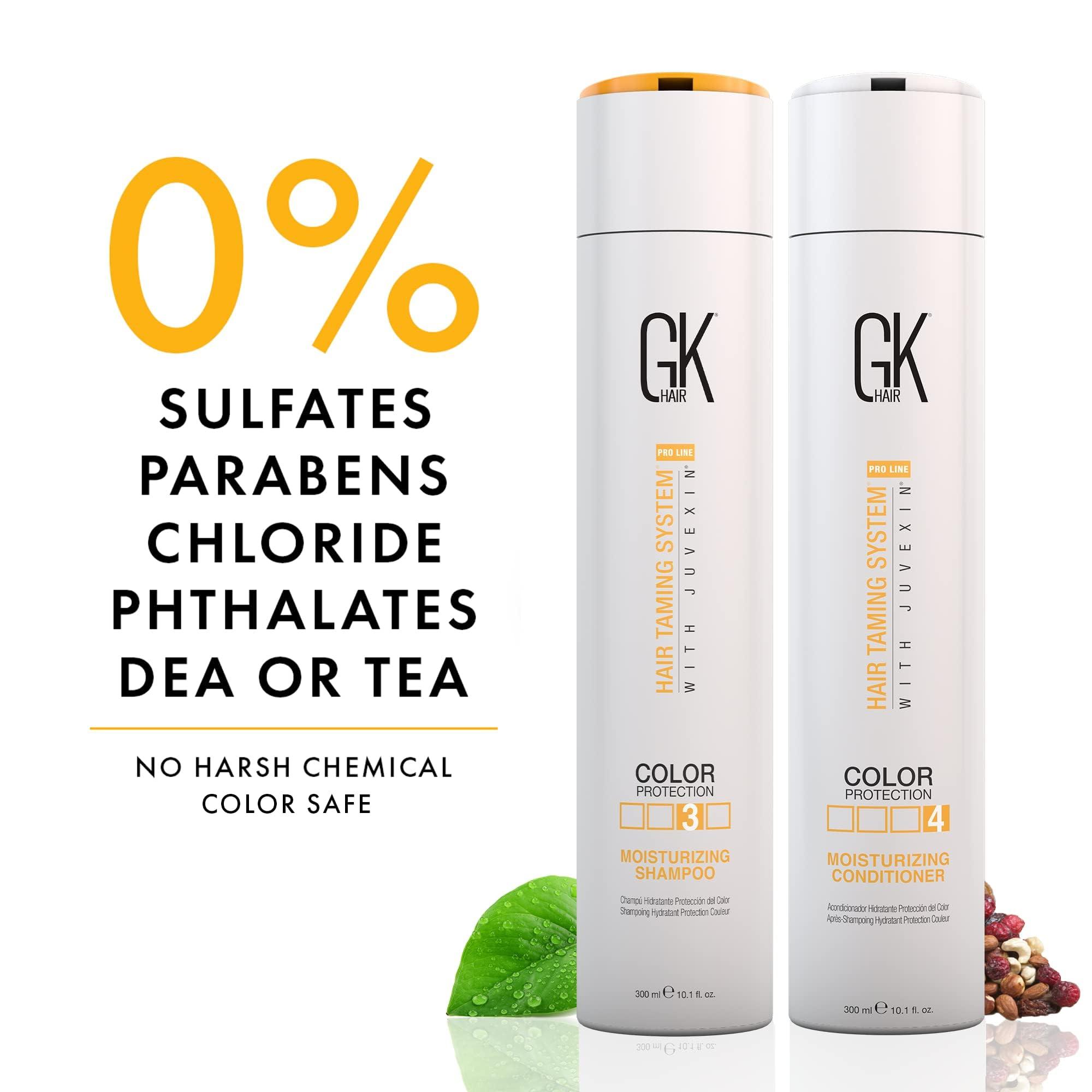 GK HAIR GK Hair Global Keratin Moisturizing Shampoo And Conditioner 300ml With Cashmere Serum 50ml And Free Argan Oil Serum 10ml For Dry Curly Thick Frizzy Damage Unmanageable Hair - Sulfate And Paraben Free