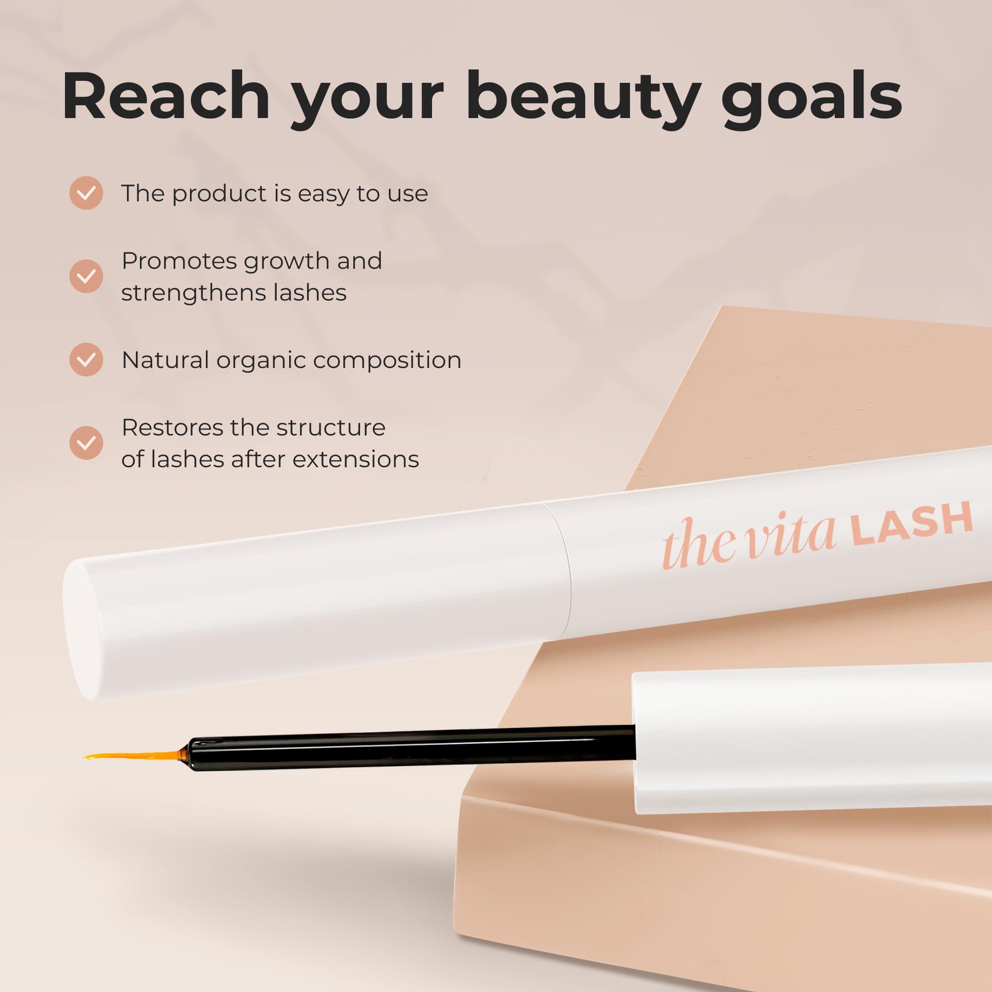 The Vita Co Eyelash & Brow Enhancing Serum | Advanced Lash Growth Serum for Fuller, Longer Eyelashes & Thicker Brows | Vegan, Hydrating Lash Serum, 6 ml - 2 fl oz