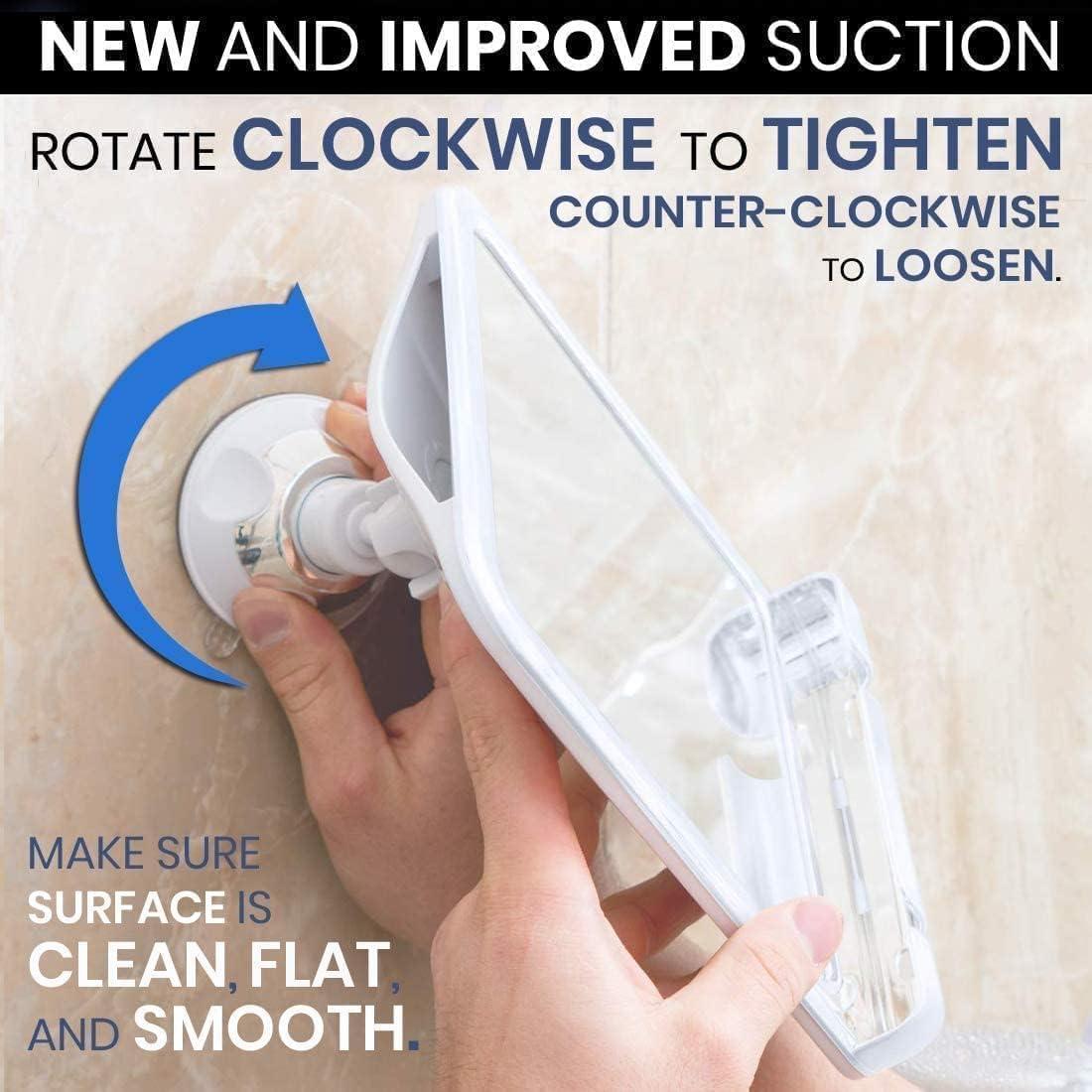 MIRRORVANA MIRRORVANA Shower Shaving Mirror with Dual Anti Fog - Fogless Shatterproof Surface with Razor Holder and Strong 360 Suction Cup (8" x 7", White)