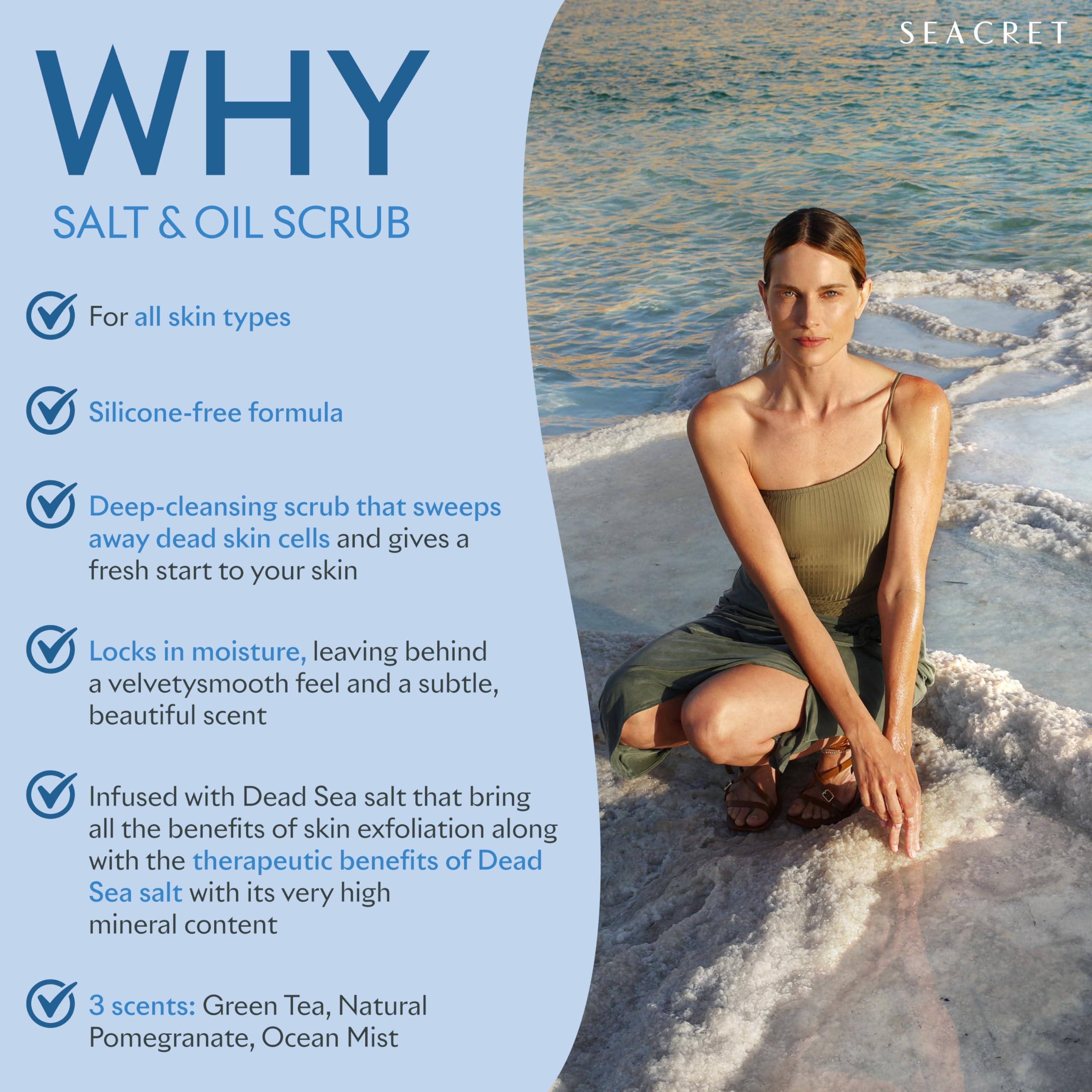 SEACRET SEACRET Body Scrub - Salt & Oil Body Exfoliator with Dead Sea Minerals and Essential Oils, Ocean Mist Scent 14.1 FL.OZ.