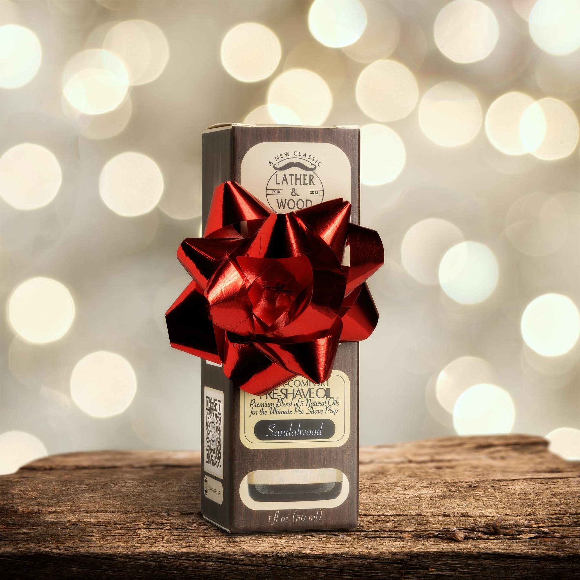 Lather & Wood Shaving Co Best Pre-Shave Oil, Sandalwood, Premium Shaving Oil for Effortless Smooth Irritation-free Shave. 1 Oz