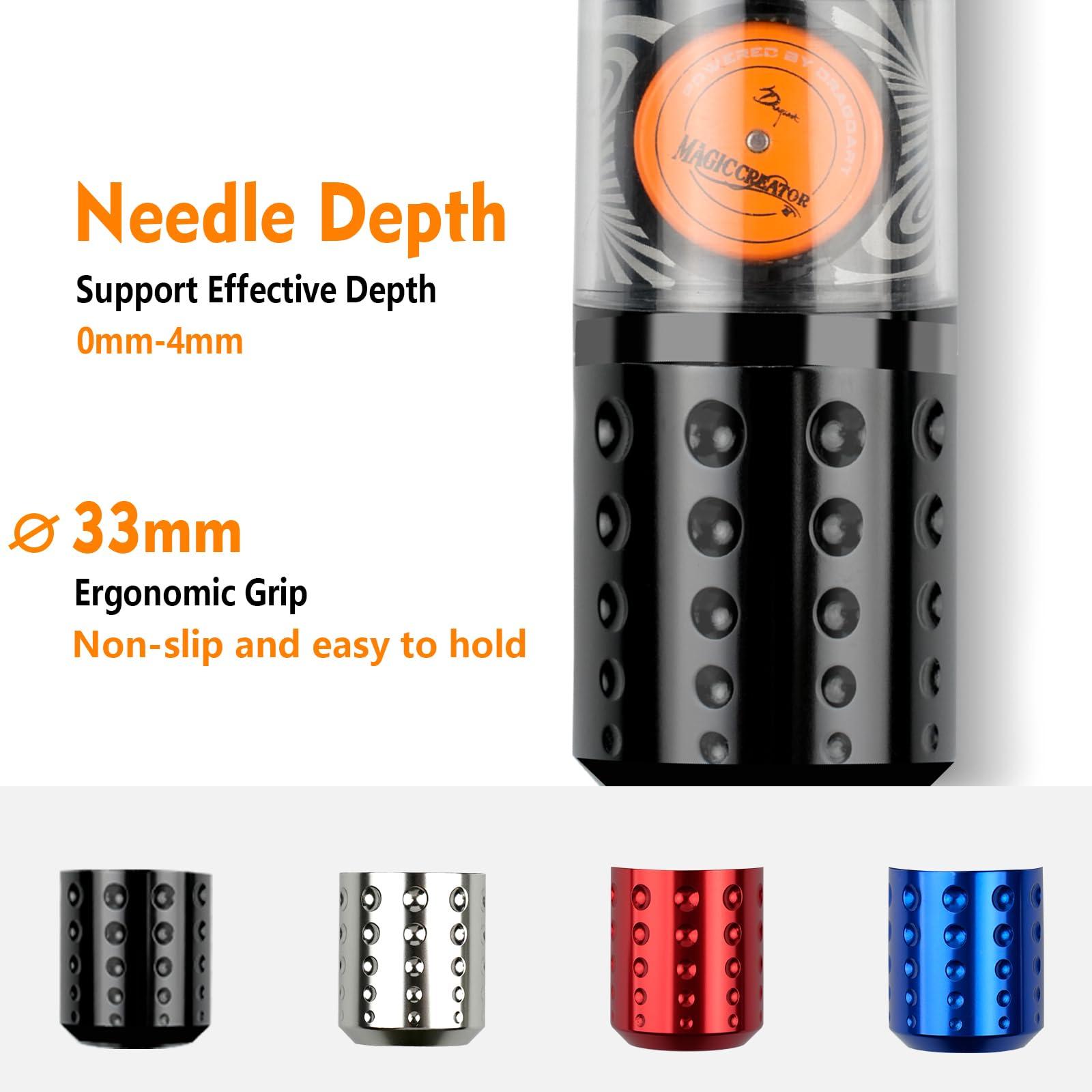 Dragoart Dragoart Tattoo Gun Wireless Tattoo Machine Brushless Motor 10800Rpm, 0-4mm Needle Depth Aluminium Alloy Frame Direct Drive System LED Display, Rotary Tattoo Gun 1300mAh for 6hrs Tattooing (Silver)