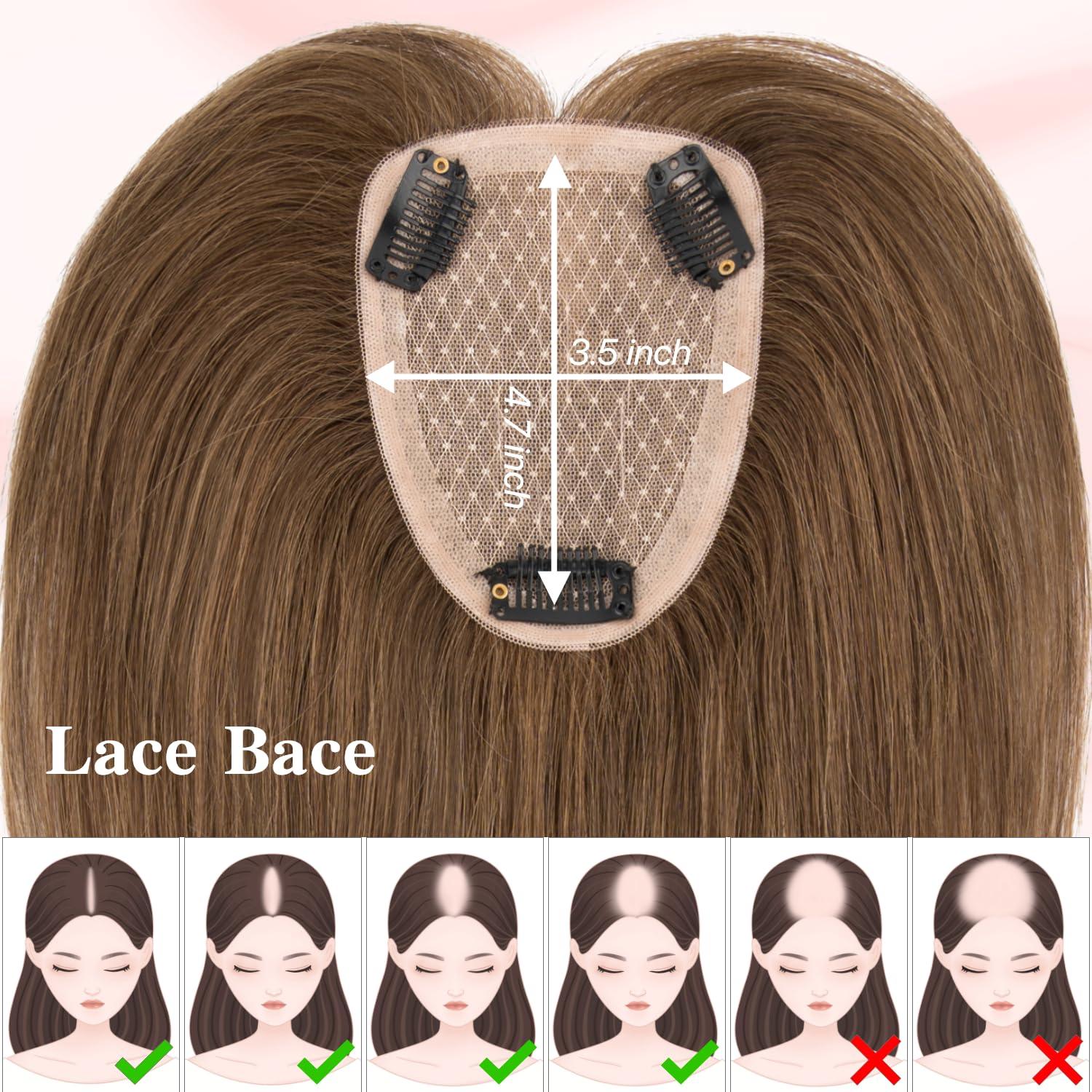 SEGO Pro SEGO Pro Hair Toppers for Women Real Human Hair Human Hair Toppers for Thin Hair Toppers Hair Pieces for Women No Bangs Adds Hair Volume 16 Inch 04 Chocolate Brown