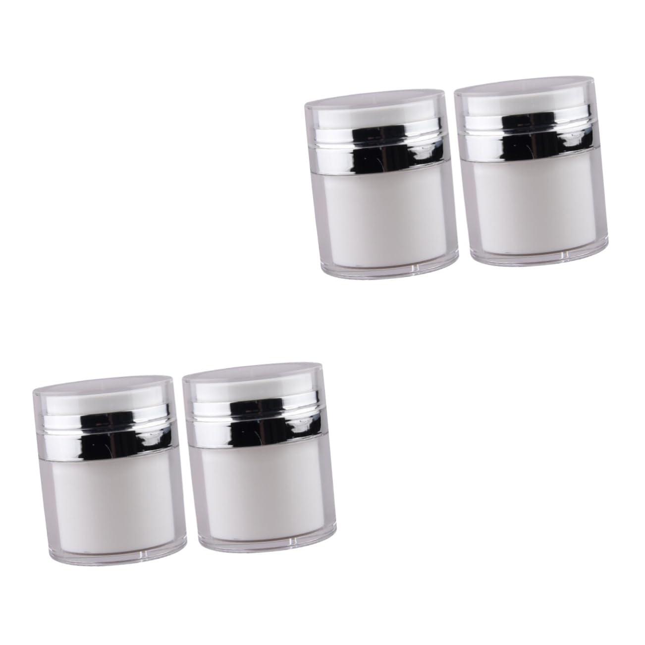 FOMIYES FOMIYES 4 Pcs Press Cream Jar airless Jars for Cosmetics airless Lotion Pump Bottle Pump Bottle Dispenser Pressing Type Bottle Cream Pump Dispenser jar pp Liquid Pump Acrylic Travel White