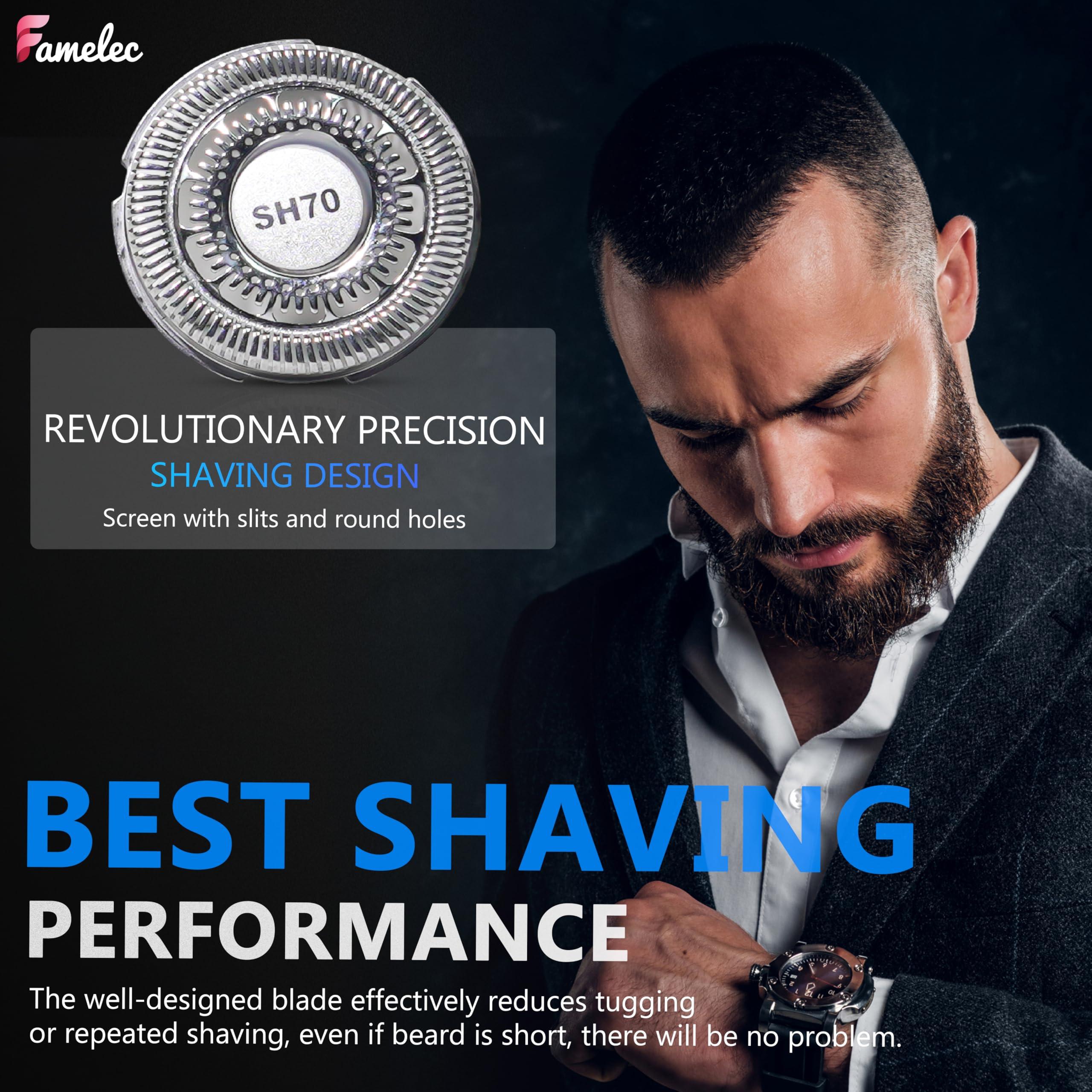 FAMELEC SH70/SH71 Replacement Heads for Philips Norelco Shaver Series 7000, Compatible with Philips Norelco 7000 Replacement Heads, New Upgraded Blades for Norelco Replacement Heads Series 5000 Angular