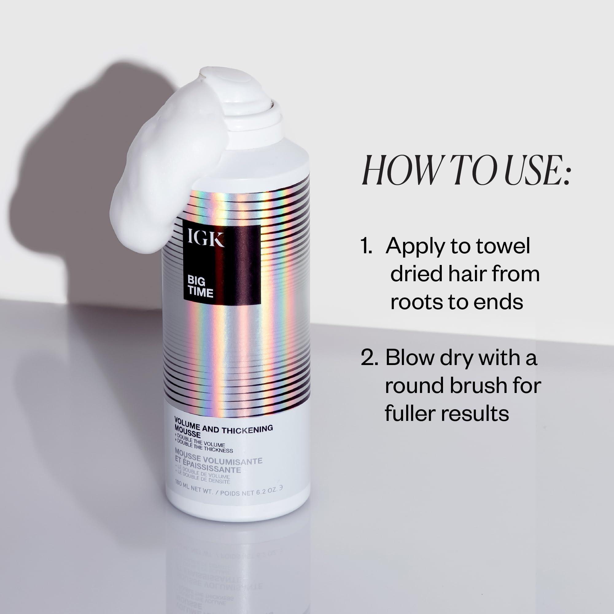 IGK IGK Big Time Volume Hair Mousse | Volume + Thickening + Lightweight Formula | 6.2 oz