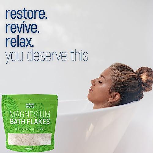 Magnum Solace Magnesium Flakes for Bath - Magnesium Chloride Flakes - Dead Sea Salts for Soaking, 3 LBS