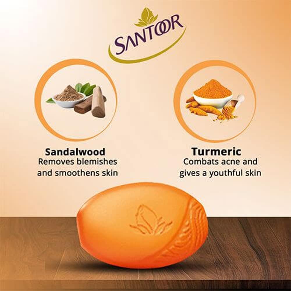 Santoor Santoor Sandal & Turmeric Soap - 100g (Pack of 3)