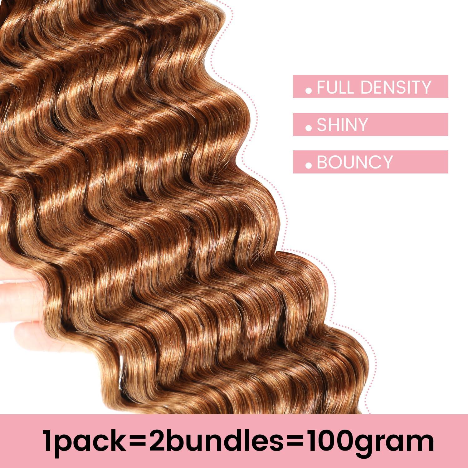 Urbeauty Urbeauty Human Braiding Hair #30 Color, Deep Wave Bulk Human Hair for Micro Braiding No Weft, Curly Human Hair for Boho Braids, Knotless/Goddess/Bohemian/Gypsy/100% Unprocessed Human Hair 100gram
