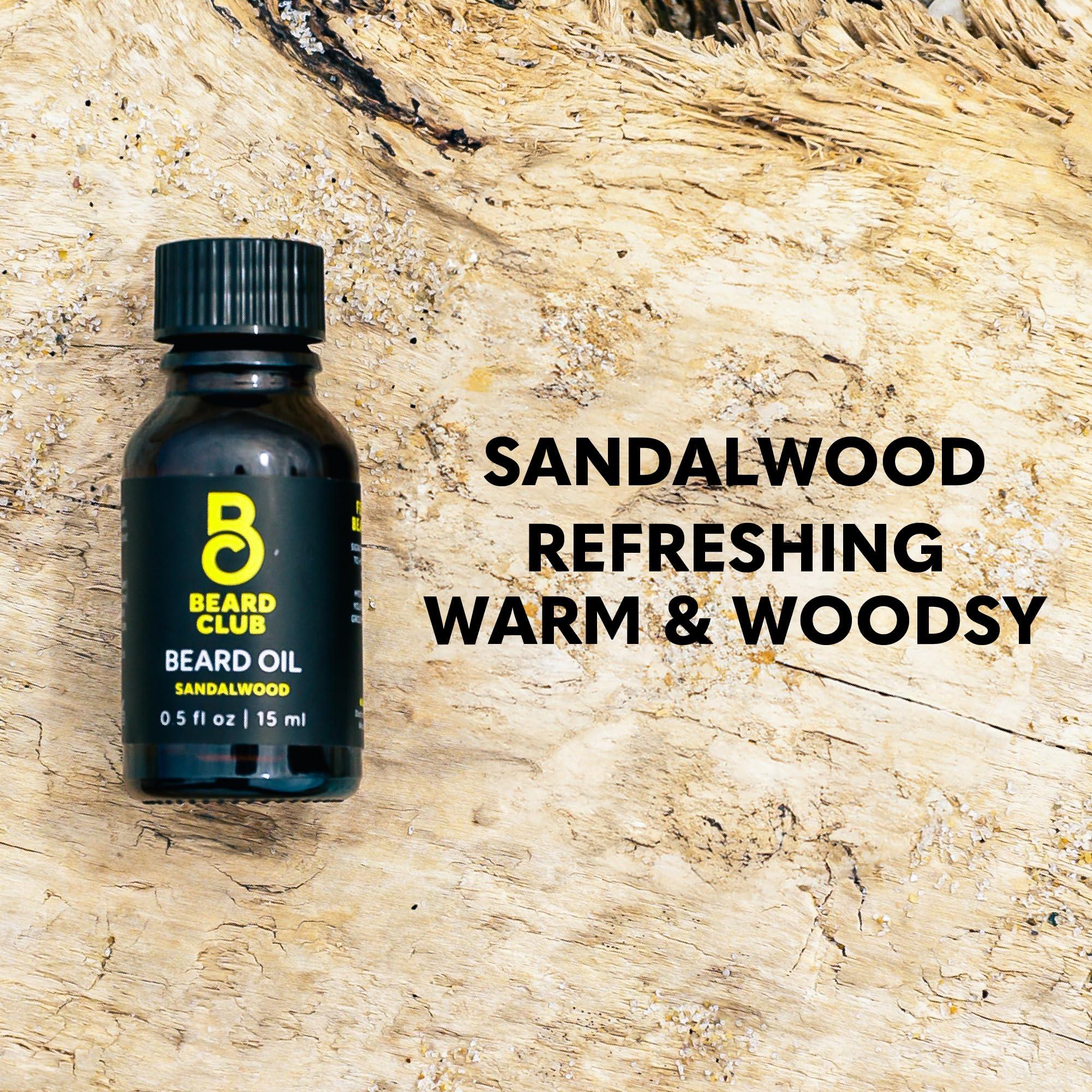 The Beard Club The Beard Club Premium Sandalwood Beard Oil for Men - Natural Castor & Sunflower Seed Oils - Beard & Mustache Conditioner - Hydrates, Moisturizes & Soothes Dry Skin - Strengthens Follicles (2PK)