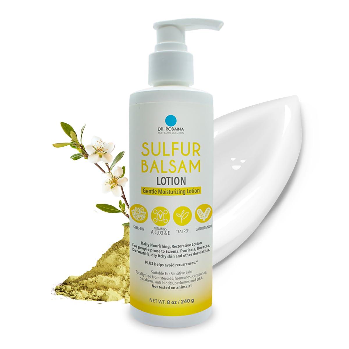Dr. Robaina Dr. Robaina Sulfur Balsam Lotion Daily Moisturizing Lotion for Eczema and Psoriasis Relief Soothes Redness, Hydrates Sensitive Skin Natural Ingredients Made in the USA (Pack of 1)