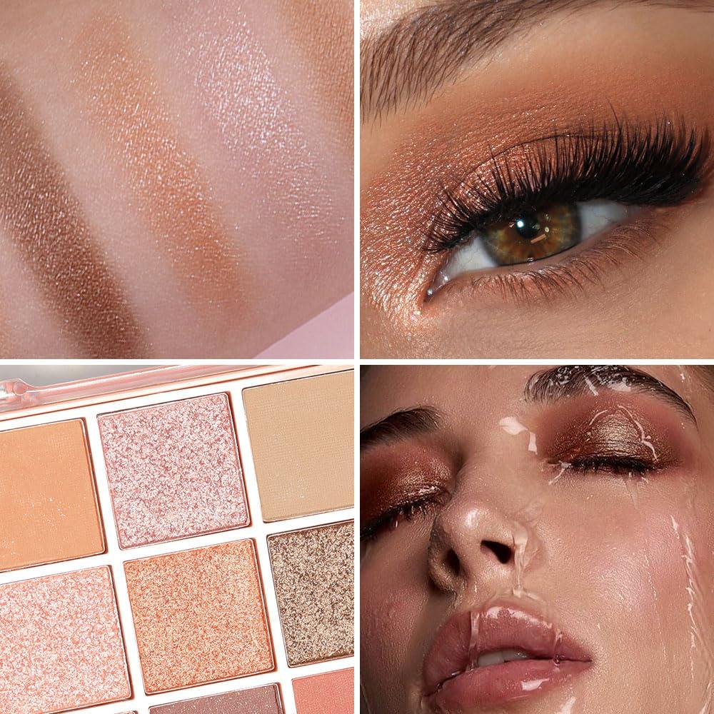 CAKAILA CAKAILA 9 Colors Eyeshadow Palette Makeup,Rose Gold Brown Bronze Ultra-pigmented Shimmer Matte Smoky Eye Shadow Palette,Naturing-Looking Long Lasting Waterproof Blendable