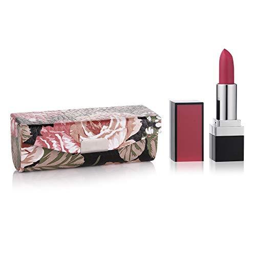 Beautyflier Beautyflier Women’s Soft Leather Lipstick Case Holder with Mirror Rectanglet Makeup Travel Cases for Purse Lipstick Holder (Black Flower)