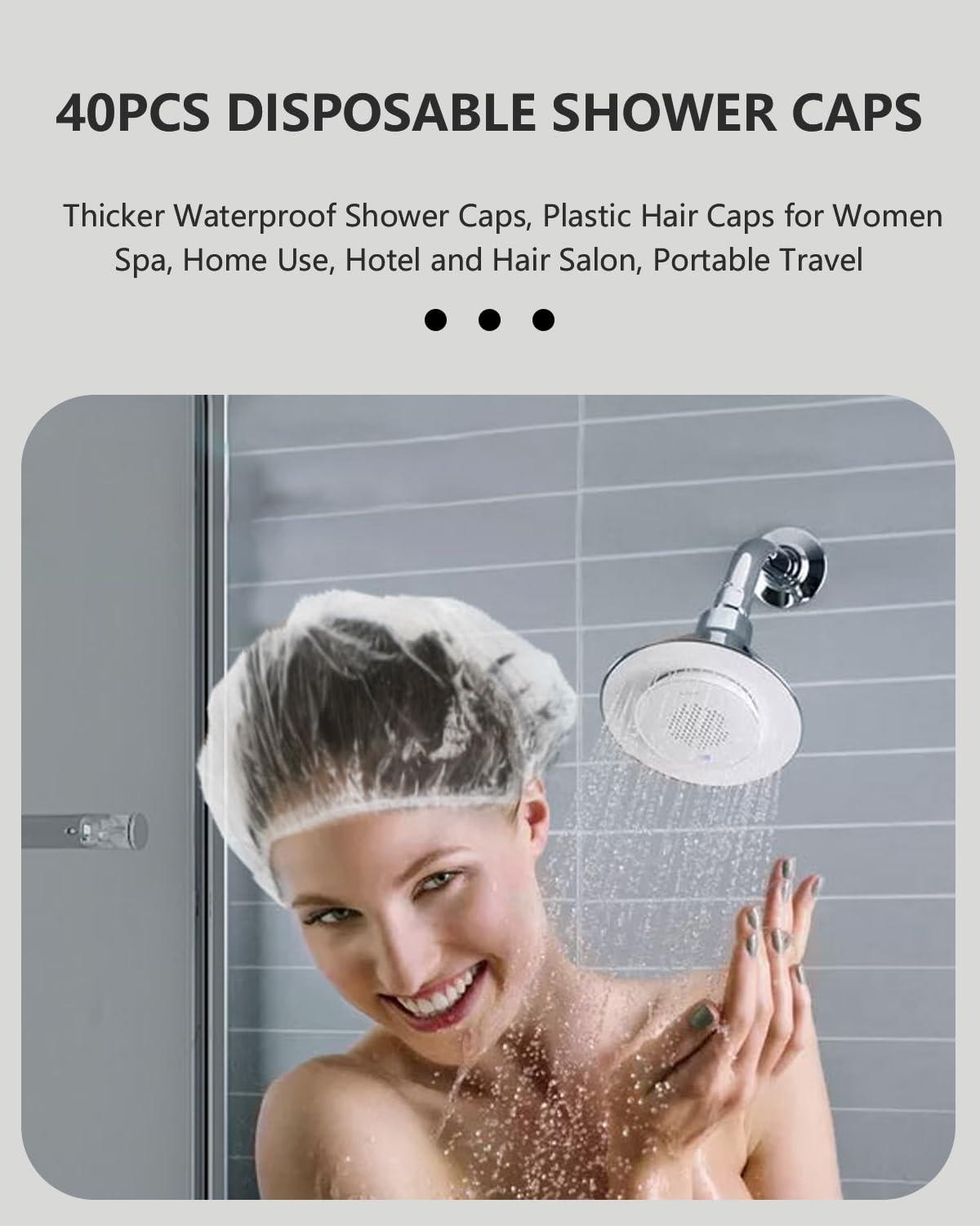 Years calm Years Calm 40PCS Disposable Shower Caps, Clear Shower Caps for Travel, large Plastic Hair Caps for Women, Home Use, Hotel (large Size 20.5\") (40PCS)