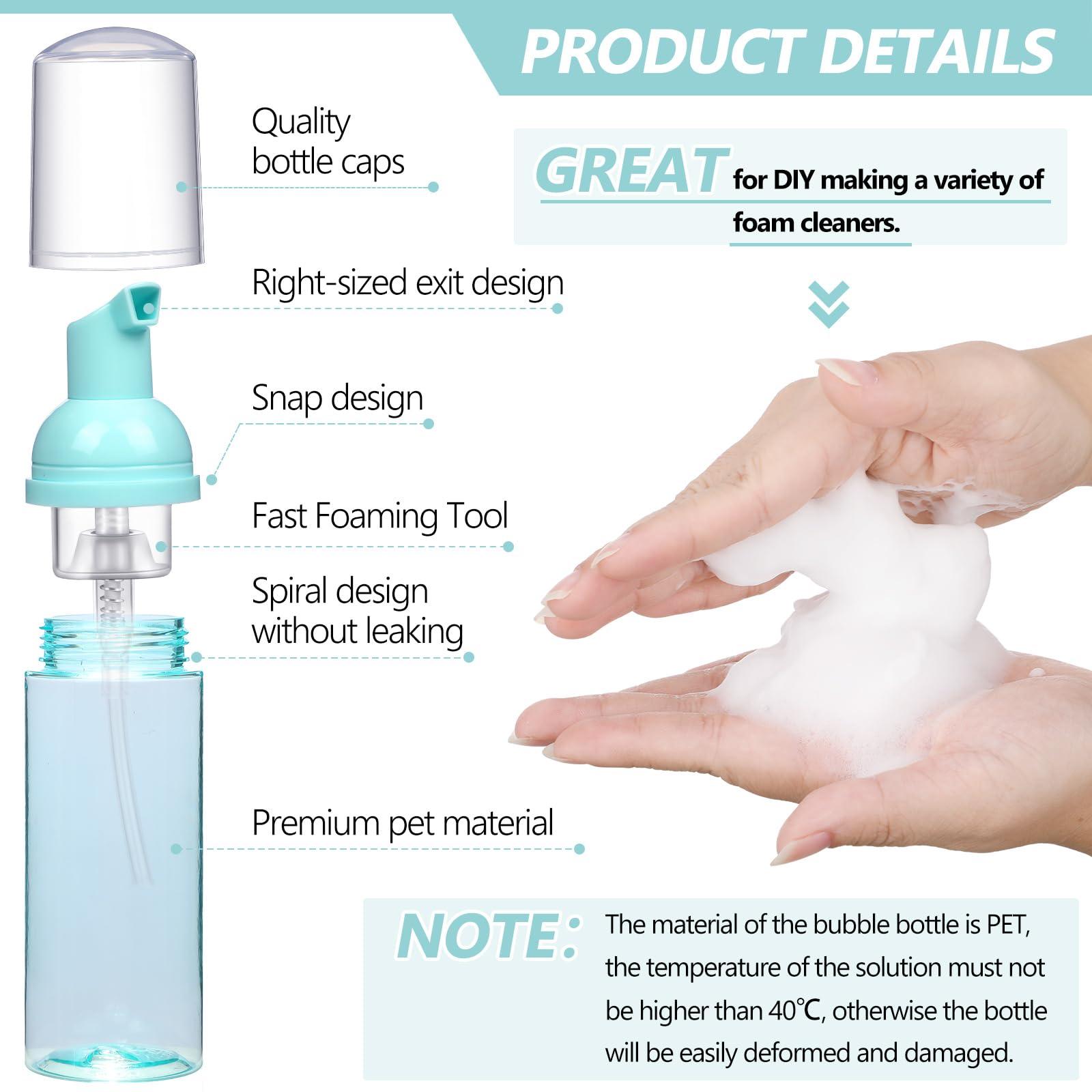 Dandat Dandat 120 Pcs Empty Foam Pump Bottle Bulk 2 Oz/ 60 ml Mini Travel Foaming Bottle Plastic Clear Foaming Soap Dispenser Portable Lash Shampoo Bottle for Hand Soap, Lash Cleanser(Green)