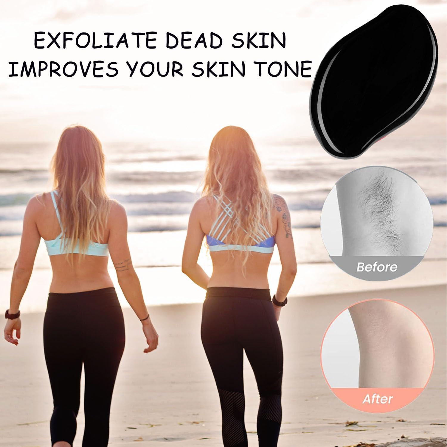 Booge 1 Pc Crystal Hair Eraser, Reusable Crystal Hair Remover Painless, Washable Hair Removal Tool Magic Hair Eraser for Arms Legs Armpit and Back - Black