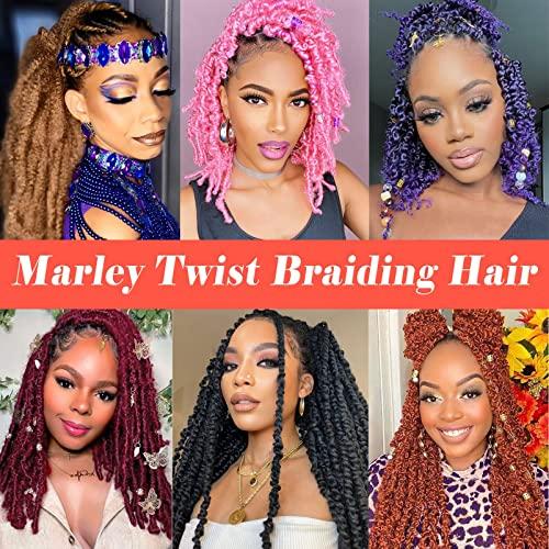 GOWIT Afro Twist Hair 24 Inch 7 Packs Cuban Twist Hair Pre Separated Marley Twist Braiding Hair for Faux Locs Synthetic Springy Afro Kinky Twist Hair Pre Fluffed Spring Twsit Hair Extensions(24\",1B)