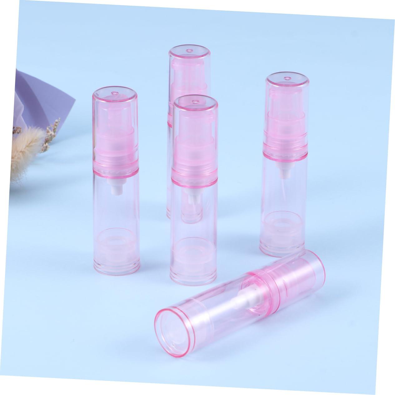 HONMEET HONMEET Vacuum Pump Bottle Set 4pcs 5ml Pink Lotion Travel Bottles Refillable Cream Jar Dispensers