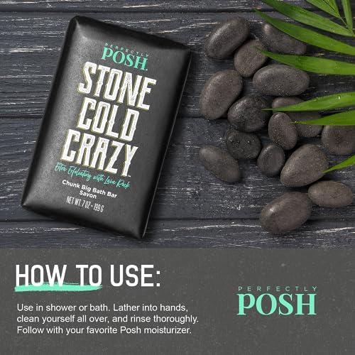 Perfectly Posh Perfectly Posh - Stone Cold Crazy Big Bath Bar Soap - Refreshing and Nourishing Soap with Energizing Scent - for Energizing Bath Time - 7oz