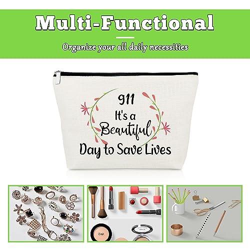 Gevody Gevody 911 Dispatcher Gifts 911 Makeup Bag 911 Operator Gifts 911 Dispatcher Appreciation Gifts Cosmetic Bag Thank You Gifts for Police Dispatcher Christmas Thanksgiving Gift Travel Cosmetic Pouch